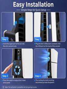 RGB Cooling Fan For Slim Game Console 3 LED Cooling Fans With USB Port Low Noise High-Efficiency Heat Dissipation Cooler Compact Space-Saving Cooling System Easy Installation Gaming Console Cooling Accessory For Home Gaming Setup - View 6