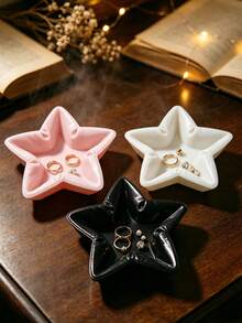 3D Printed Ins Style Five-Pointed Star Jewelry Tray, Wrinkled Leather Texture Storage Dish, Entryway Desktop Key & Accessory Display Tray - Multicolor - View 3