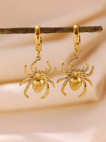 1 paire de boucles d'oreilles clous vintage en forme de crabe pour femmes, couleur or, en acier inoxydable, boucles d'oreilles géométriques, bijoux pour fête d'été à la plage, cadeaux - Doré - Voir 10