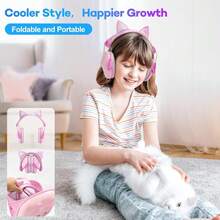 Earmuffs Kids Pink Cat Ear Adjustable Over Head  For Children Fireworks Travel - Pink - View 4