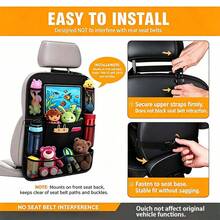 2pcs Car Back Seat Organizer With 10-Inch Tablet Holder, 9 Storage Pockets, Waterproof Kick Mat Seat Back Protector, Suitable For Kids And Toddlers, Multi-Pocket Car Travel Storage Accessory - Multicolor - View 2