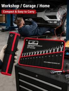 14-Pocket Tool Organizer Roll. Durable Wrench Storage Bag With Portable Handle. Perfect For Garage & Workshop Organization. - Tool Bag - View 7