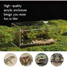 Acrylic Terrarium For Reptiles And Spiders, Small/Medium/Large Leak-Proof Breeding Box (Horizontal/Vertical), Suitable For Tarantulas, Jumping Spiders, Frogs And Geckos (Small, Horizontal) - Clear - View 4