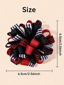 2pcs Halloween Hair Clips For Girls,Red Black Plaid Hydrangea Hairpin, Party Daily Hair Accessories - Multicolor - View 6