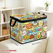 1PC Cute Squishy Cartoon Food Pattern Under-Bed Storage Box With Zipper Flip Cover, Foldable Storage Bin For Books, Under-Bed Storage, Car Trunk Storage, Cosmetics, Hair Tools, Toys, Back To School, Office, Home Organization, Clothes, Blankets, Large Capacity Storage For Daily Items - A - View 8