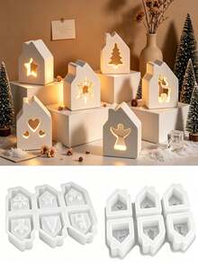 3/4/6 Cavity Christmas Tree Silicone Mold, Clay Mold, Christmas Tree Candle Holder Mold, Suitable For Making Plaster Decorations, Resin Decorations, Christmas Decorations, Home Atmosphere Decorations, Handmade Crafts, Holiday Gifts - Multicolor - View 7