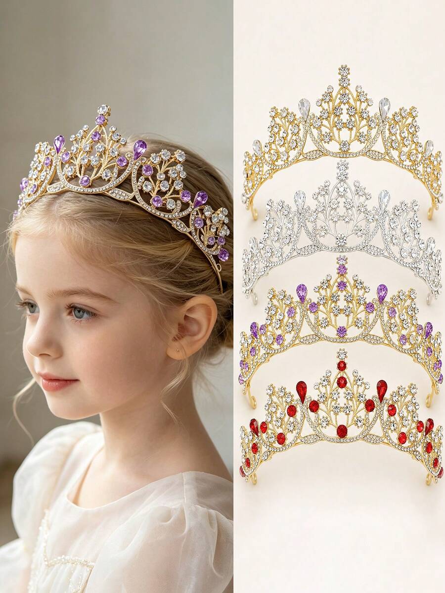 1PC Kids Rhinestone Crown Headband, Girl's Crown Perfect For Birthday ...
