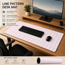 1pc Pink And White Gingham Pattern: Uniform Checkered Design, Pastel Digital Art Style. Large Desk Mat, Non-Slip Mouse Pad, Waterproof Keyboard Desk Protector For Office, Study & Gaming Setup, Home Desk Decor, Gift Ready - Mouse Pad - View 2