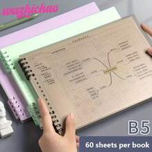 1PC B5 Detachable Mind Map Loose-Leaf Notebook, Grid Layout Idea Organization Spiral Notepad, Durable High-Resilience Transparent PP Cover Material, Clear Printing Fade-Resistant Grid Inner Pages, Lightweight Stackable Portable Flat Design; Suitable For Corporate Office Desk, Shared Office Project Planning Workstation, Business Travel Portable Notebook Set, Conference Room Desktop Arrangement; Ideal For Colleague Appreciation Gift, Halloween, Christmas, New Year Celebration, Thanksgiving, - Multicolor - View 8