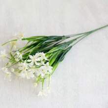 2件裝人造水仙花 辦公室仿真花 人造花束 水仙盆栽裝飾 塑料花 - 白色和黃色 - 2件 - 查看 8