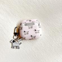Korean Style Cute Light Pink Spotted Puppy Earphone Case + Puppy Charm, Compatible With AirPods 4 Earphone Cover Pro 3 New Pro 2 Protective Case Compatible With Apple Earphone Protective Case - Baby Pink - View 4