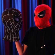 Disney Red & Black Spider Superhero Cosplay Mask, Elastic Soft Breathable Spider Web Print Full Head Cover, Halloween Costume Party Accessory, Couple Party Gift - Multicolor - View 1