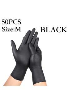 4/50/100pcs Disposable Nitrile Gloves, Powder-Free Durable, Latex-Free, Suitable For Home And Kitchen Cleaning, Kitchen, Bathroom, Toilet, Living Room Housework, Painting Work And Outdoor Travel Multi-Purpose Gloves (Bagged) - Black - View 11