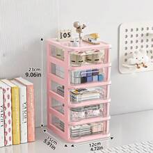 3-Layer/4-Layer/5-Layer Stackable Mini Storage Drawers, Plastic Vanity With Drawers, Suitable For Arts And Crafts, Small Tools, Sewing Accessories, Stationery And Hardware, Pink Frame - View 7
