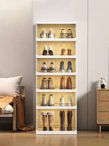 3/6/9LayerHome Multi‑layer Shoe Storage Cabinet, White Foldable Shoe Organizer with Transparent Cover, Dust‑resistant Storage for Sneakers, Heels and Tall Boots - Ver 5