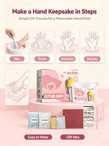 JUE FISH 3D Hand Mold DIY Casting Powder, Couple Handprint Handmade Craft, Anniversary Holiday Gift - A - View 2
