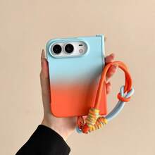 1pc Boys Girls Gradient Foldable Soft Touch Dual Color Lanyard Folding Phone Case Smart Phone Shell Apple Phone Protective Case, Fashionable Phone Cover, Back To School Gift, New School Year Gift New Style Compatible With Apple Phone Case IPhoneDuo, Apple 18 Ultra - Multicolor - View 11