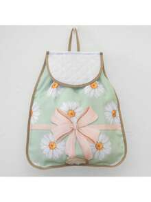 Puxa Saco Porta Sacolas Para Cozinha - Estampa Digital Margaridas - Verde - Visão 1