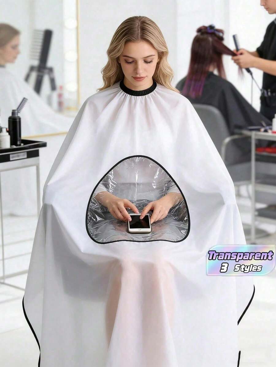 1pc High-Quality Anti-Static Haircutting Cape, Made Of Anti-Adhesion Fabric, Perfect For Precision Haircuts. Tailored For Barbers And Stylists, Featuring Transparent Design And Premium Materials, Ideal For Hair Salon Use - Multicolor - View 1