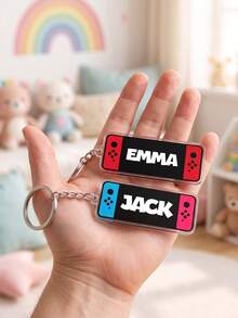 1pc Custom Text Game Console Keychain, Game Controller Style Bag Charm, Personalized Text Backpack Pendant, Game‑Lovers Themed Accessory Gift - Multicolor - View 5