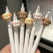 1pc Random Plush Bread Dog Pendant Pen, Cute And Stylish 0.5mm Black Ballpoint Pen, INS Style Black Quick-Dry Pen, Practice Pen, Retractable Pen, For Writing And Learning - One Size - View 7