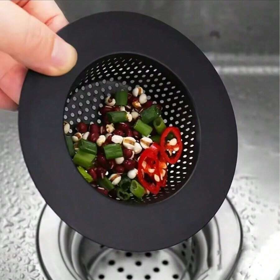 1pc Black Stainless Steel Sink Strainer, Highly Efficient Filtration To Prevent Clogging, Essential Kitchen Cleaning Tool, Suitable For Kitchen Sink, Vegetable Washing Pool And Bathroom Drain - Multicolor - View 1