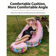 1pc Graffiti Inflatable Lazy Sofa Set, Foldable Flocked Inflatable Lounge Chair, Portable Air Sofa For Indoor Outdoor Relaxing Use - A - View 7