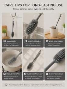 1pc Multi-Function Long Handle Silicone Cleaning Brush, Long Handle Design, No Electricity Required, Multi-Function Cleaning Brush, Suitable For Kitchen, Furniture, Can Deep Clean Coffee Cups, Water Bottles, Etc., Suitable For All Surfaces, Can Clean Cups And Bottles, Reusable, Ideal For Kitchen And Bathroom. - Multiple Styles and Colors - View 10