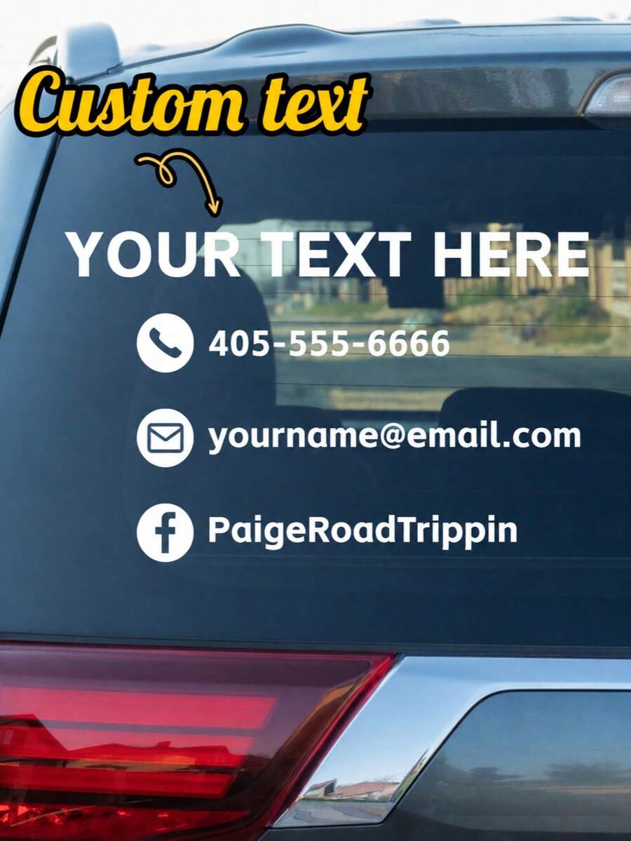 Custom Business Car Decal, Personalized Vinyl Vehicle Sticker With Name, Phone Number & Social Media, Contact Information Decal For Car, Truck & Van, Waterproof Business Advertising Sticker, Small Business Branding & Marketing - Multicolor - View 1