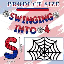1Set,DIY String Spider Theme 3rd,4rd 5rd Birthday Banner Ghost Spider 3rd,4rd 5rd Birthday Decorations Party Supplies, 3rd,4rd 5rd Decorations For 3,4 ,5Year Old Prince Princess - Multicolor - 4 Years Old - View 2