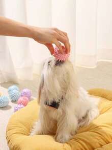 1pc Squeaky Dog Chew Toy, Hedgehog‑Shaped Spiky Rubber Ball, Soft Teething Toy For Small Medium Dogs, Interactive Bite‑Resistant Pet Toy, Cute Colorful Puppy Play Ball For Indoor Outdoor Playing - Multicolor - View 7