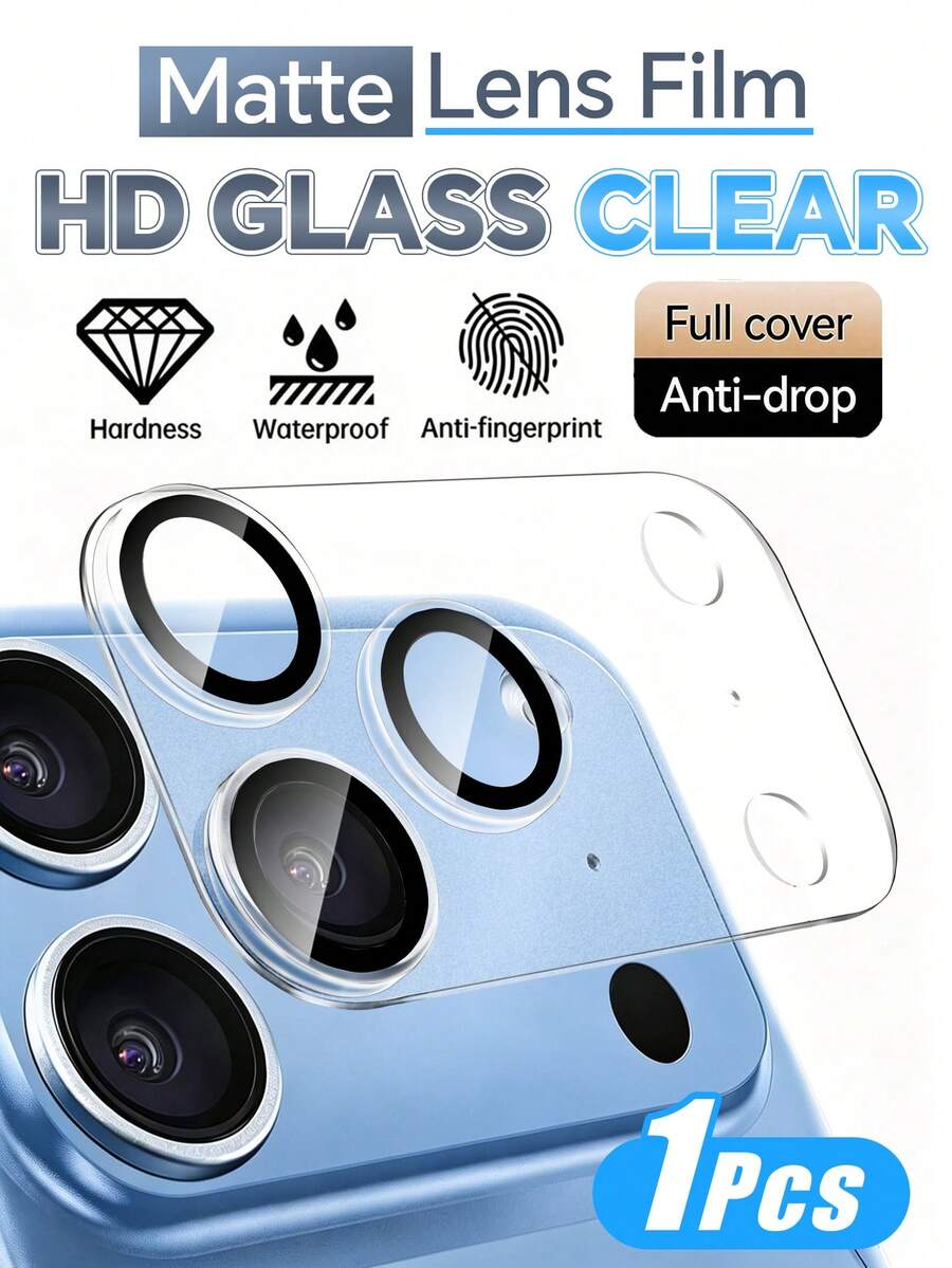 1pc [2026 New] Transparent Frosted Full Coverage Camera Lens Protector, Compatible With IPhone 18 Pro Max/18 Pro/17 Pro Max/17 Pro, Matte Finish, Rear Lens Glass Protection, Shockproof & Scratch-Resistant, Easy Installation - Clear - View 1