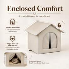 Enclosed Cat House Warm Cat Cave Bed Indoor Kitten Private Resting Nest Foldable S/M/L - one-size - View 4