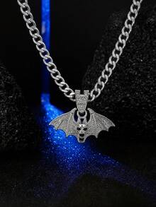 Halloween Costume Accessory, Men Hip Hop Iced Out Bat Pendant Necklace, Sparkly Rhinestone Cuban Chain Necklace Party Gift - Halloween Necklace - View 12