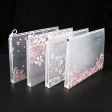 Cherry Blossom Pattern Premium PP Plastic Waterproof Sealed Document Bag, 3D A4 Storage File Bag, Suitable For Student Tutoring Textbooks And Exam Papers Storage, Campus Homework And Materials Organization, Office Documents And Receipts Sorting, Travel Document Storage, Extra-Curricular Exercise Classification, Home Certificate And Document Storage, Children's Learning Stationery Storage, Tutoring Class Hand-Carried Materials, Student Books And Stationery Classification Storage - Multicolor - View 5