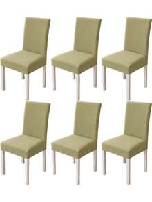1pc Solid Color Chair Cover, Modern Minimalist Milk Silk Elastic Dining Chair Slipcover, Suitable For Living Room, Bedroom, Dining Room, Study, Removable And Washable, All Season - Olive Green - View 9