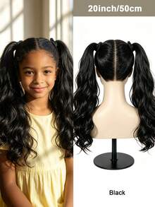 Tie-Up Double Wave Ponytail Hair Extensions, Synthetic Fiber Curly Drawstring Ponytail Wig, Suitable For Girls, Soft Large Wave Curly Hair Piece, Easy To Wear, Suitable For Daily, Halloween, Christmas Party And Cosplay, Multiple Lengths Available - Multicolor - View 20
