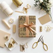 1 Roll Of Christmas Vintage Newspaper-Style Gift Wrapping Paper (Kraft Paper); Suitable For Christmas, Holiday Decorations, Birthday Parties, Gift Wrapping, And Holiday Gift Boxes-Dimensions: 43 Cm * 500 Cm (17 Inches * 16.4 Feet) - Multicolor - View 5