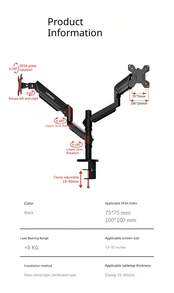 Lenovo A720 Pneumatic Full‑Motion Monitor Stand, Articulating Multi‑Direction Rotatable VESA Mount Bracket, One‑Hand Smooth Adjustment, Cable Management, Space‑Saving Ergonomic Riser For Large‑Screen Home Office Display - View 7