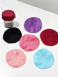 10/5/1pc Beverage Cup Covers, For Alcohol Protection, Reusable Waterproof Fabric Beverage Cup Covers, With Straw Hole, Prevent Beverage From Being Spiked In Bars - Multicolor - View 1