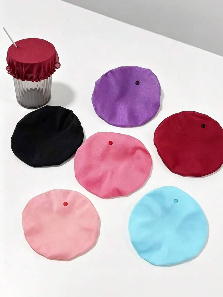 10/5/1pc Beverage Cup Covers, For Alcohol Protection, Reusable Waterproof Fabric Beverage Cup Covers, With Straw Hole, Prevent Beverage From Being Spiked In Bars - Multicolor - View 1