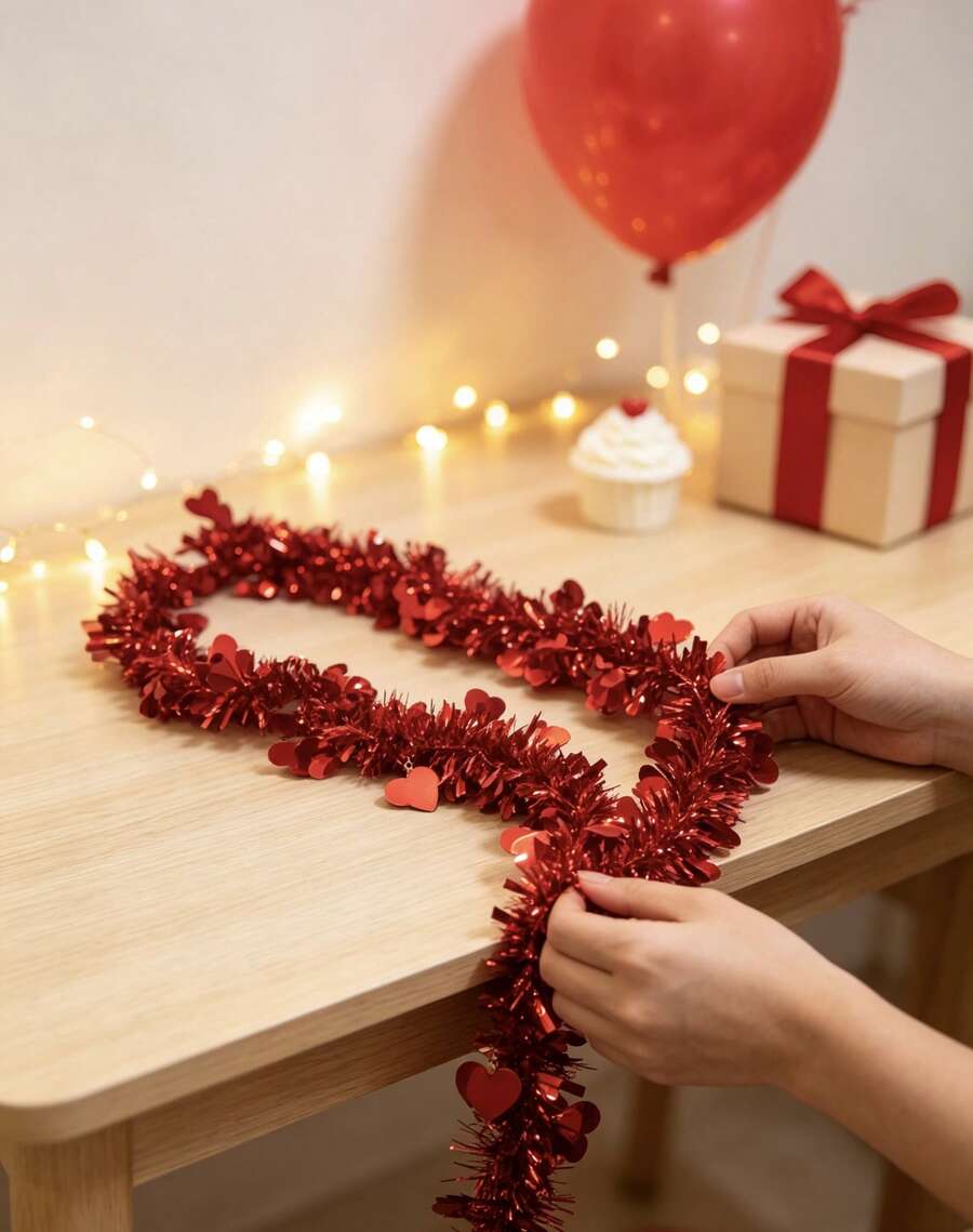 Tinsel Decoration - Red - View 1