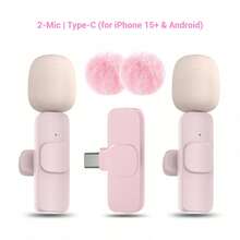 Wireless Lavalier Microphone For Smartphones, Plug And Play Wireless Microphone For Video/Audio Recording, Interview/Vlog/Teaching Lavalier Microphone - Pink - View 8