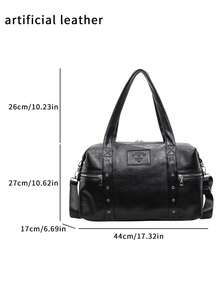 Street Style Fashionable Large Capacity Tote Bag With Multiple Zippered Pockets And Metal Eyelets Decoration Design, Suitable For Daily Commuting - Black - View 7