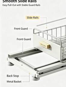 Pull‑Out Under Sink Organizer, Metal Spice Storage Rack, Storage Shelf, Heavy‑Duty Metal Kitchen Organizer, Smooth Pull‑Out Design, Space‑Saving Under‑Cabinet Storage Basket, For Storing Spice Supplies, Suitable For Kitchen And More - Multicolor - View 5