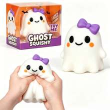 Extra Large Cute Ghost Squishy Stress Relief Toy, Halloween Spooky Cute Ghost Soft Squeeze Sensory Pressure Relief Toy, Collectible Desk Decor, Suitable For Classroom, Home, Halloween Birthday Party Gift - Multicolor - View 2