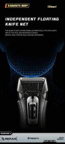 Kemei 1pc KM-T98 Electric Shaver, Professional Waterproof Beard Trimmer For Men, USB Quick Charge, Wet & Dry Shaver, Reciprocating Shaver - Black - View 7