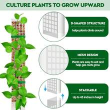 24/36inch Moss Pole For Monstera, Plastic Plant Climbing Totem Pole, Stackable Plant Support Stick With Plant Ties For Indoor Pothos Philodendron Houseplants - 2 Pcs - View 5