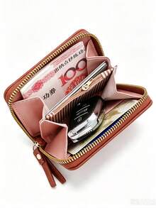 Minimalist Zipper Coin Purse, Compact Large Capacity Wallet For Women, Multi-Slot Ultra-Thin Minimalist Card Holder - Multicolor - View 2