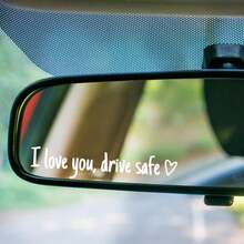 Trending Style Rearview Mirror Text Car Sticker - I Love You Drive 3pcs Couple Gift Car & Motorcycle Decorative Stickers - A - View 10